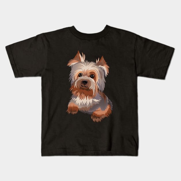 Yorkshire Terrier Kids T-Shirt by LetsBeginDesigns